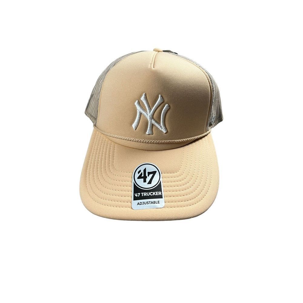 New York Yankees Rope Hat Mens Snapback Tan‎ '47 Brand MLB Mesh Foam Trucker Hat